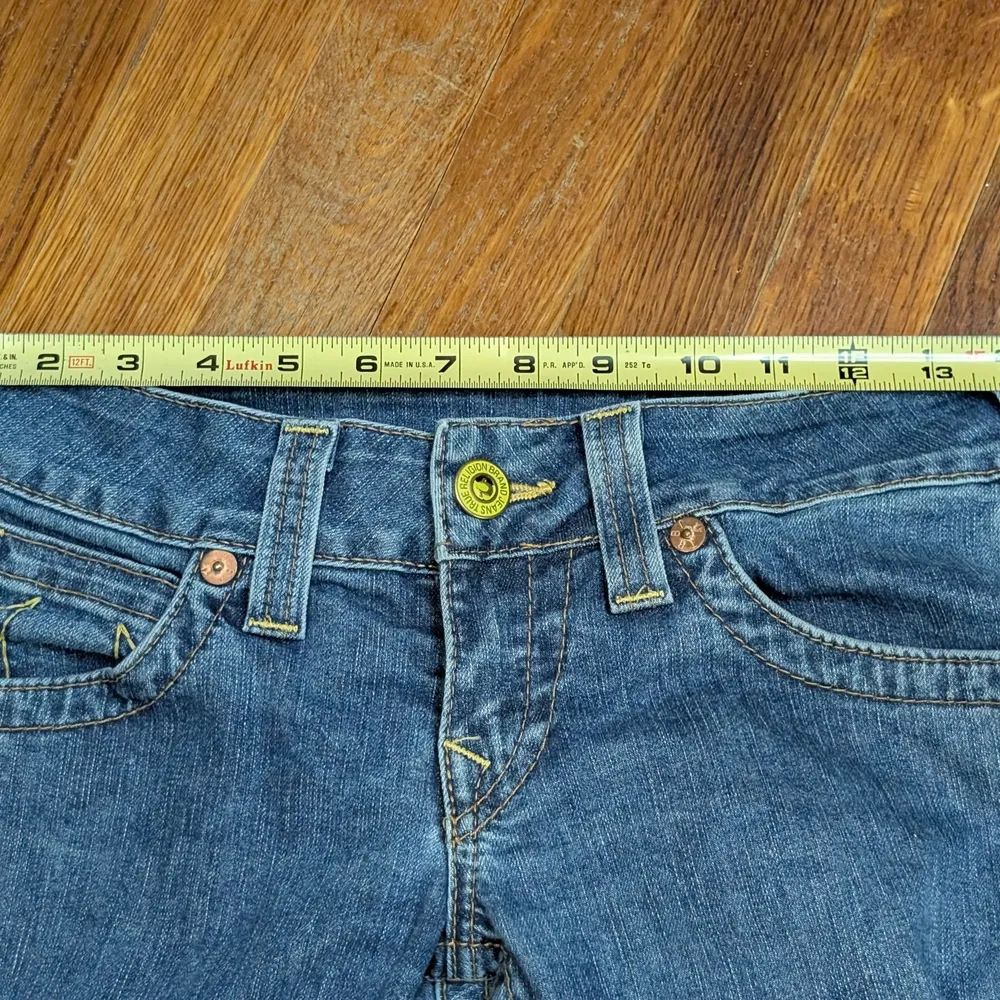 True Religion Copped Women's Jeans Blue Distressed Size 29 - Image 9