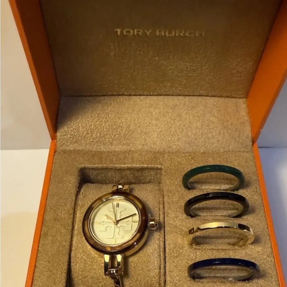 Tory Burch Gigi Small Gold Bangle Watch Gift Set Interchangeable Bezels TBW2100 - Image 9