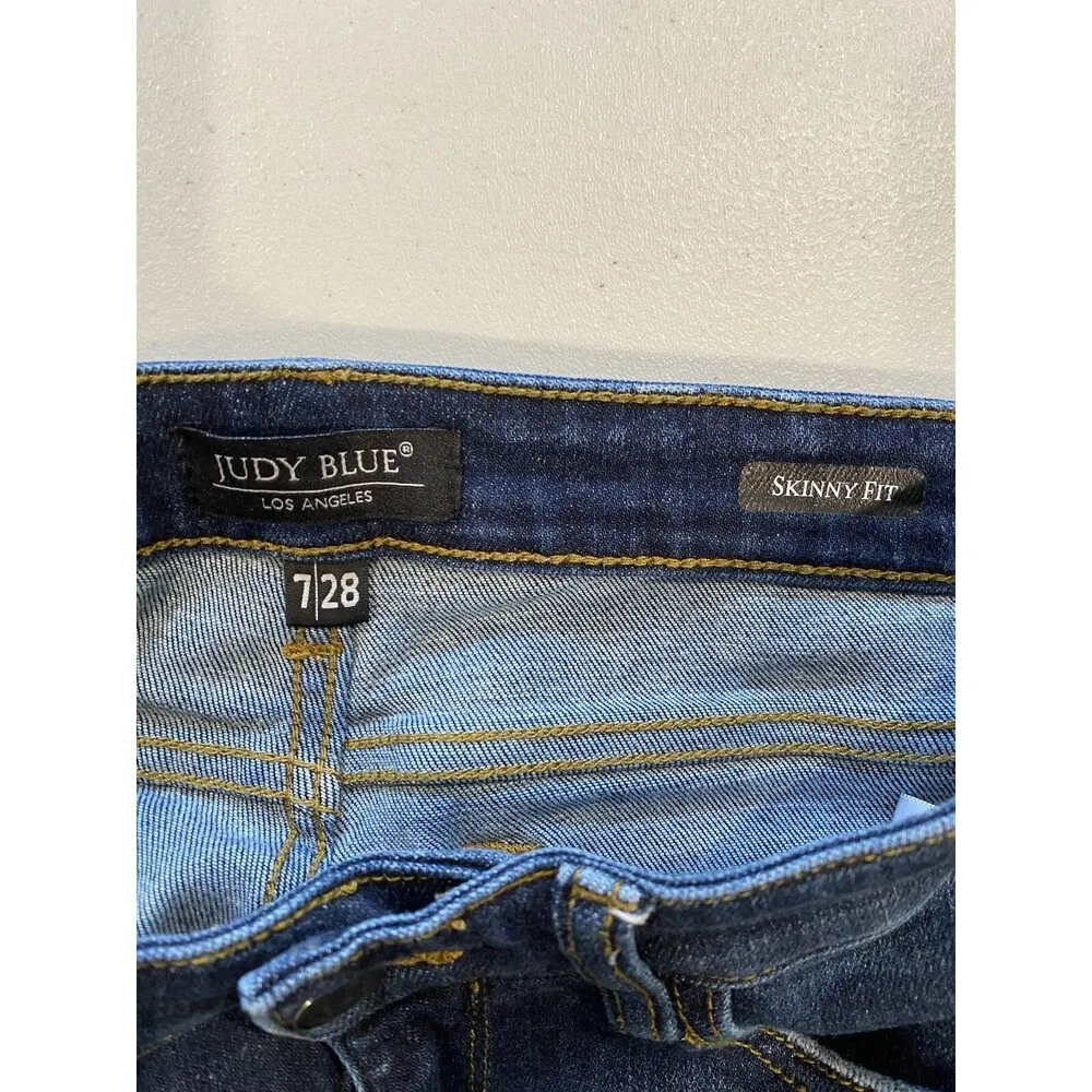 Judy Blue Jeans Womens 30" Distressed Skinny Fit Stretch Pockets Punk Grunge - Image 3