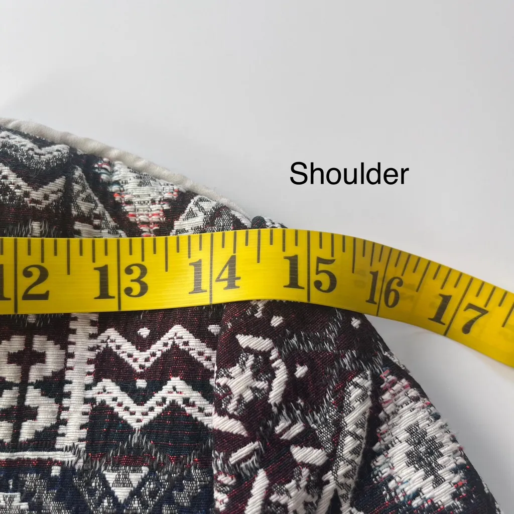 ZARA Women’s Moroccan Tapestry Blazer Jacket M | Boho Chic Pockets Bold Pattern - Image 9