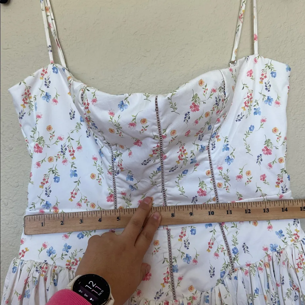 HOUSE OF CB L D-DD Ysabella' White Posy Print Cotton Maxi Sundress NWOT - Image 6