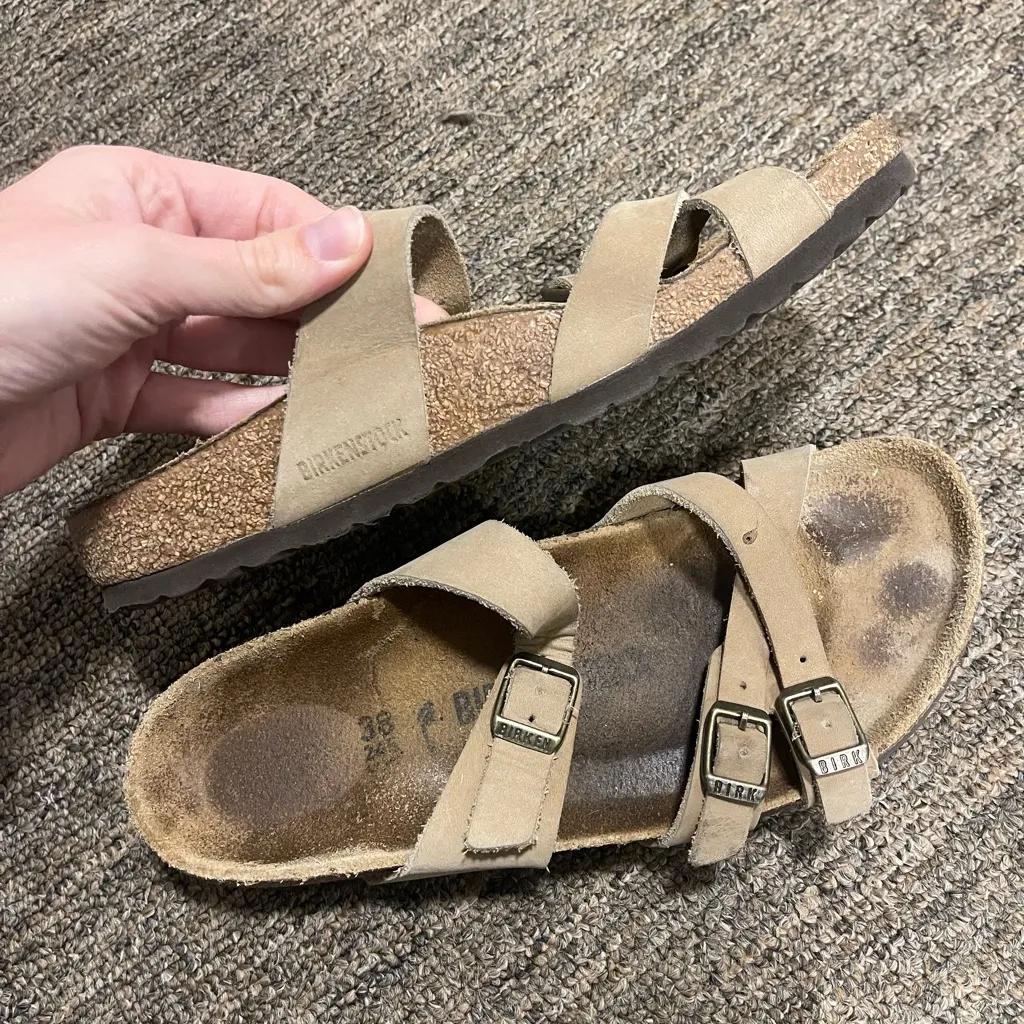 Birkenstock Womens Franca Tobacco Brown Oiled Leather Sandals Size 38 US 7-7.5 - Image 4