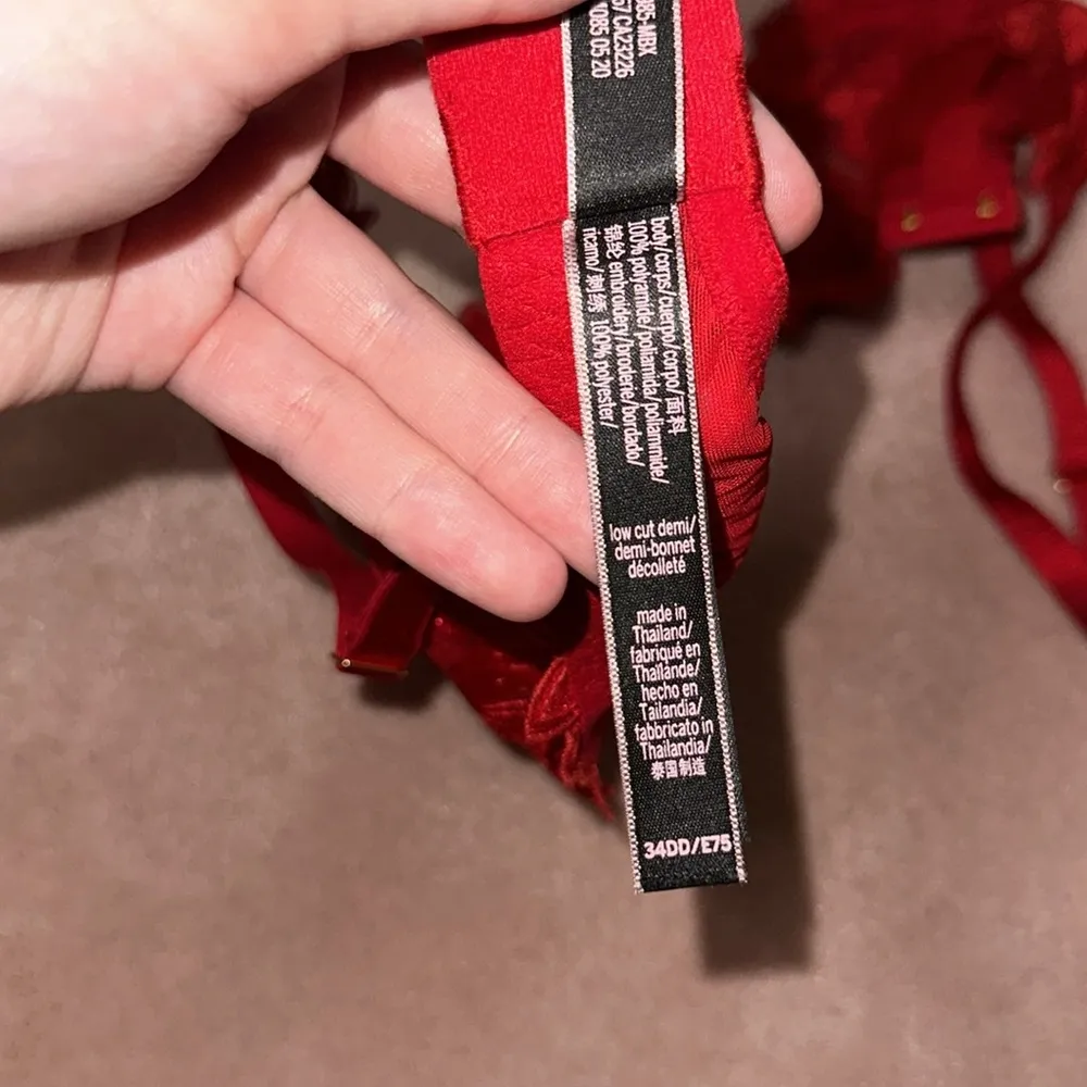 Victoria’s Secret Red Mesh Lacey See Through Low Cut Demi Bralette - Image 6