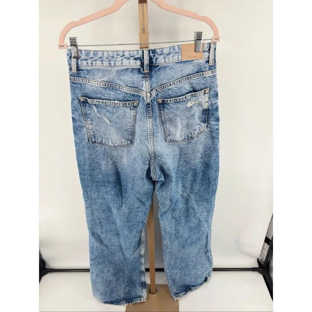 Bershka the 90’s wide leg distressed ripped denim Jeans Womens Size 10 - Image 9