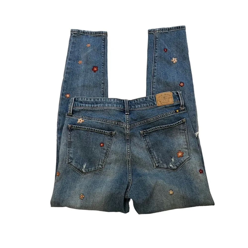 Lucky Brand Bridgette Skinny Distressed Embroidered Floral Jean, Sz 6/28 - Image 7