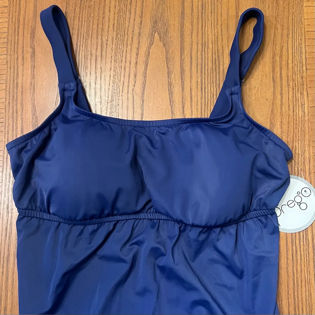 Prego Pregnancy Maternity One Piece Empire Tank Swimsuit Navy Blue Size Medium - Image 6