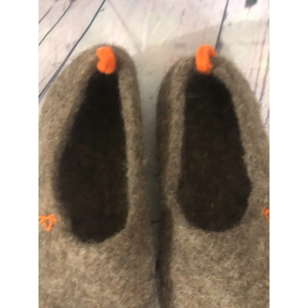 Wildllama Scandinavian felt felted wool slippers in brown size large - Image 9