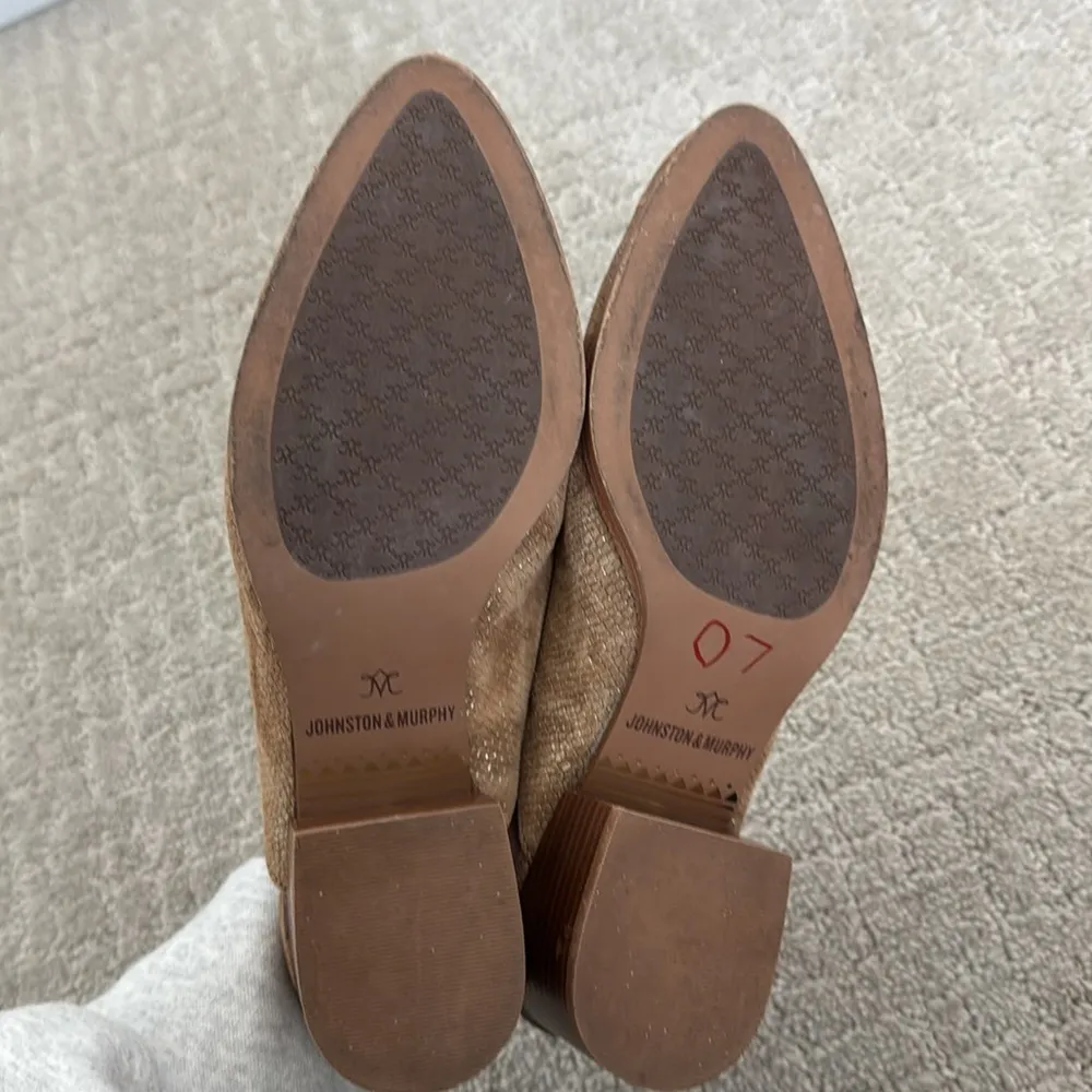 Johnston & Murphy Trista Mule Leather pointy toe clog boot metallic snake print - Image 9