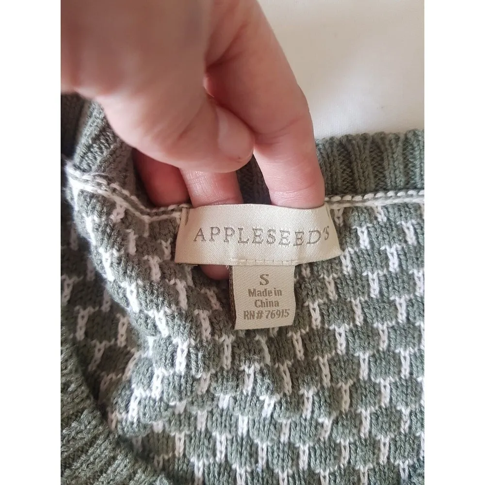 Appleseed's Womens Sweater Size Small Green Knit Ribbed Crew Neck Long Sleeve - Image 7