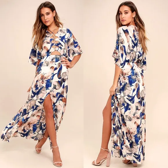 Lulu’s Loveliest of All Floral Lace-Up Maxi Dress - Image 2