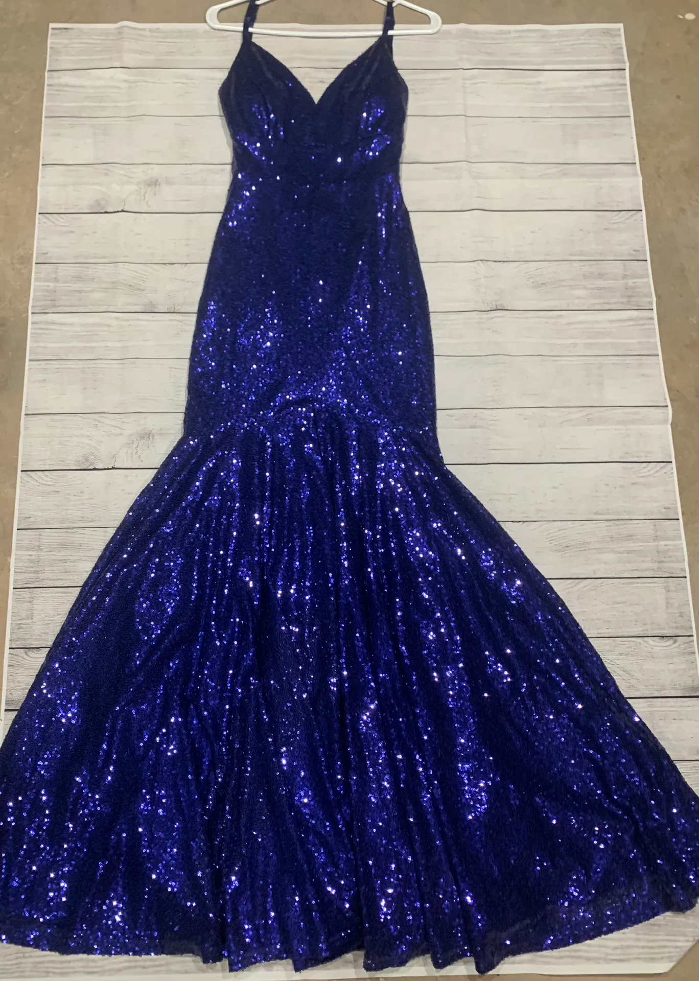 Blue Sequin Prom Dress - Image 2