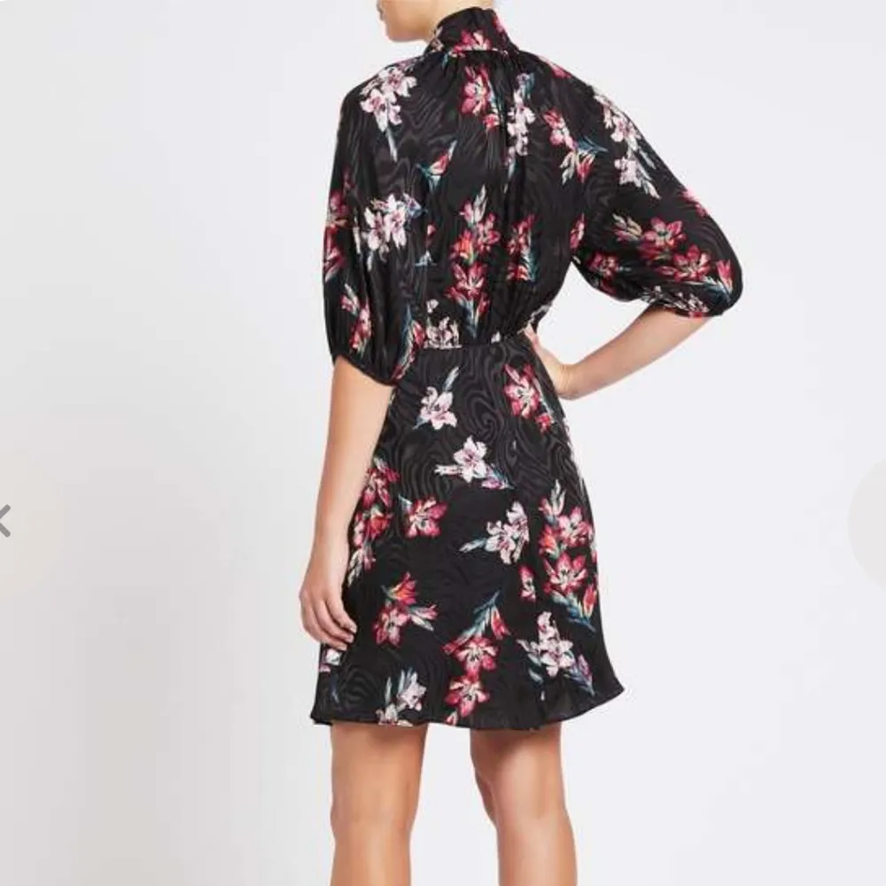 Rebecca Taylor Women’s Noha Floral Silk Dress Black Combo Sz 4 - Image 5