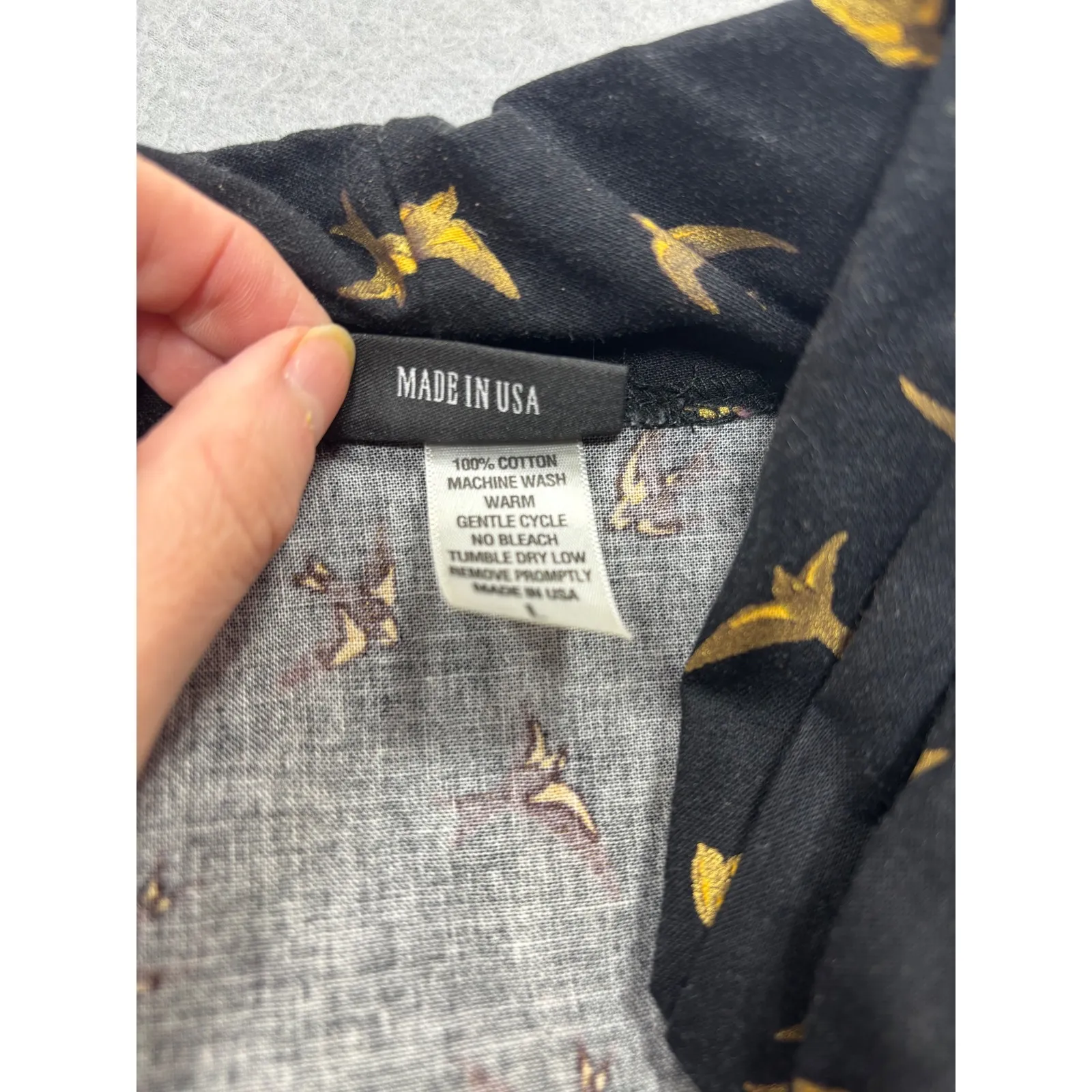 Retrolicious L Fit & Flare Dress Bird Print Pin Up‎ Sleeveless Black Gold USA Size L - Image 13