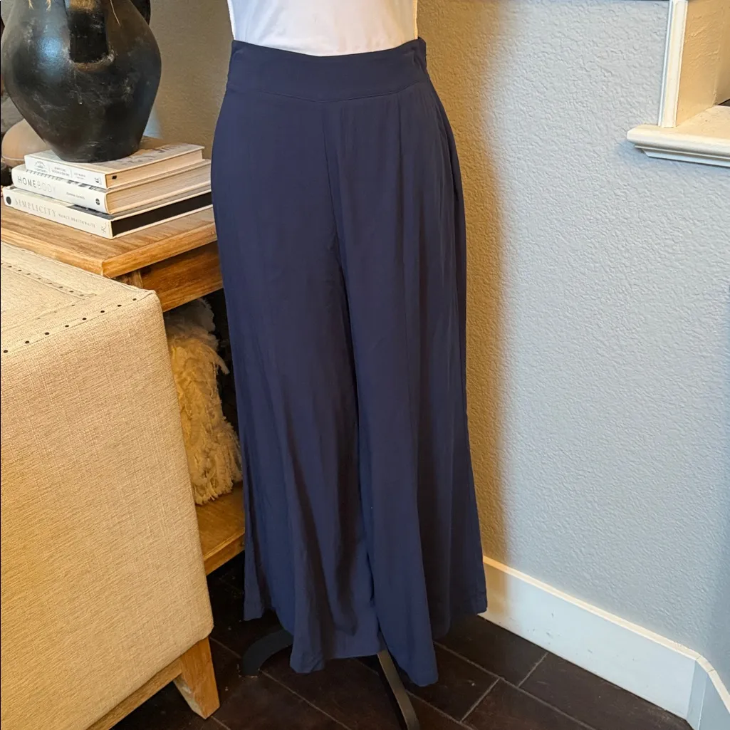 Anthropologie Maeve Canna Culotte Navy Blue High Waist Wide Leg Pants Size 0 - Image 3