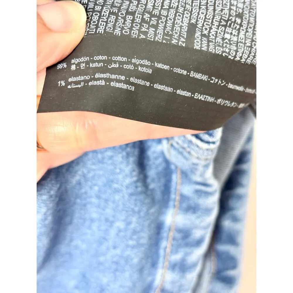 Zara Sleeveless Square Neck Crossback Strap Denim Mini Dress Blue Women's Size S - Image 6