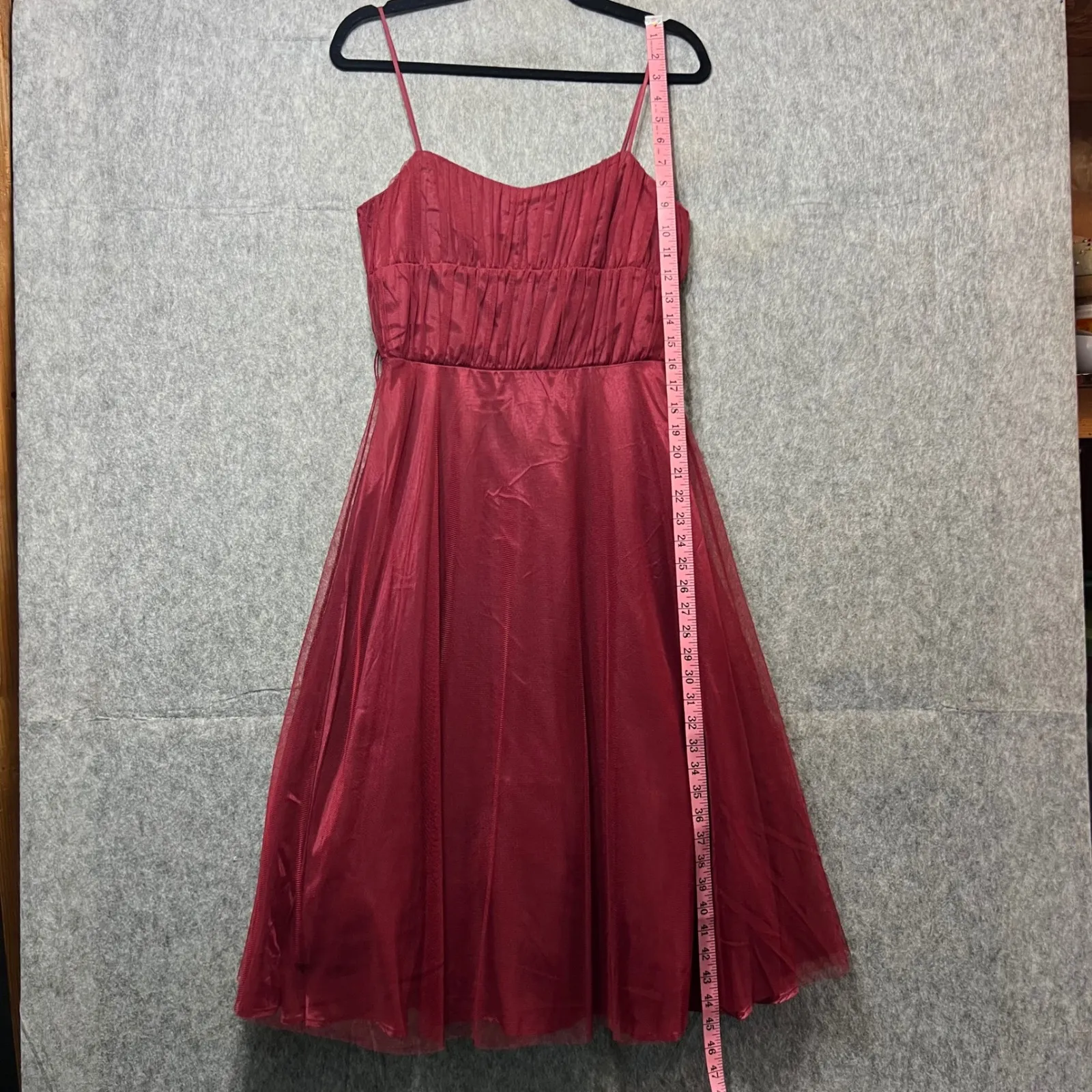 Vintage 90s‎ As U Wish Party Dress Fit Flare Sleeveless Tulle Overlay Red Size 5 - Image 2