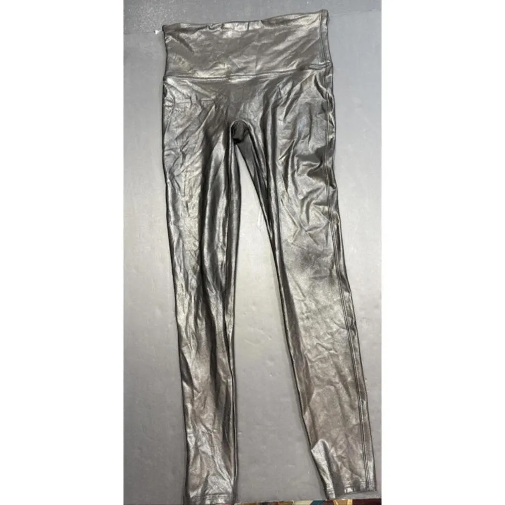 Spanx Womens Yoga Leggings Booty Boost Skinny Faux Leather Black Large - Image 12