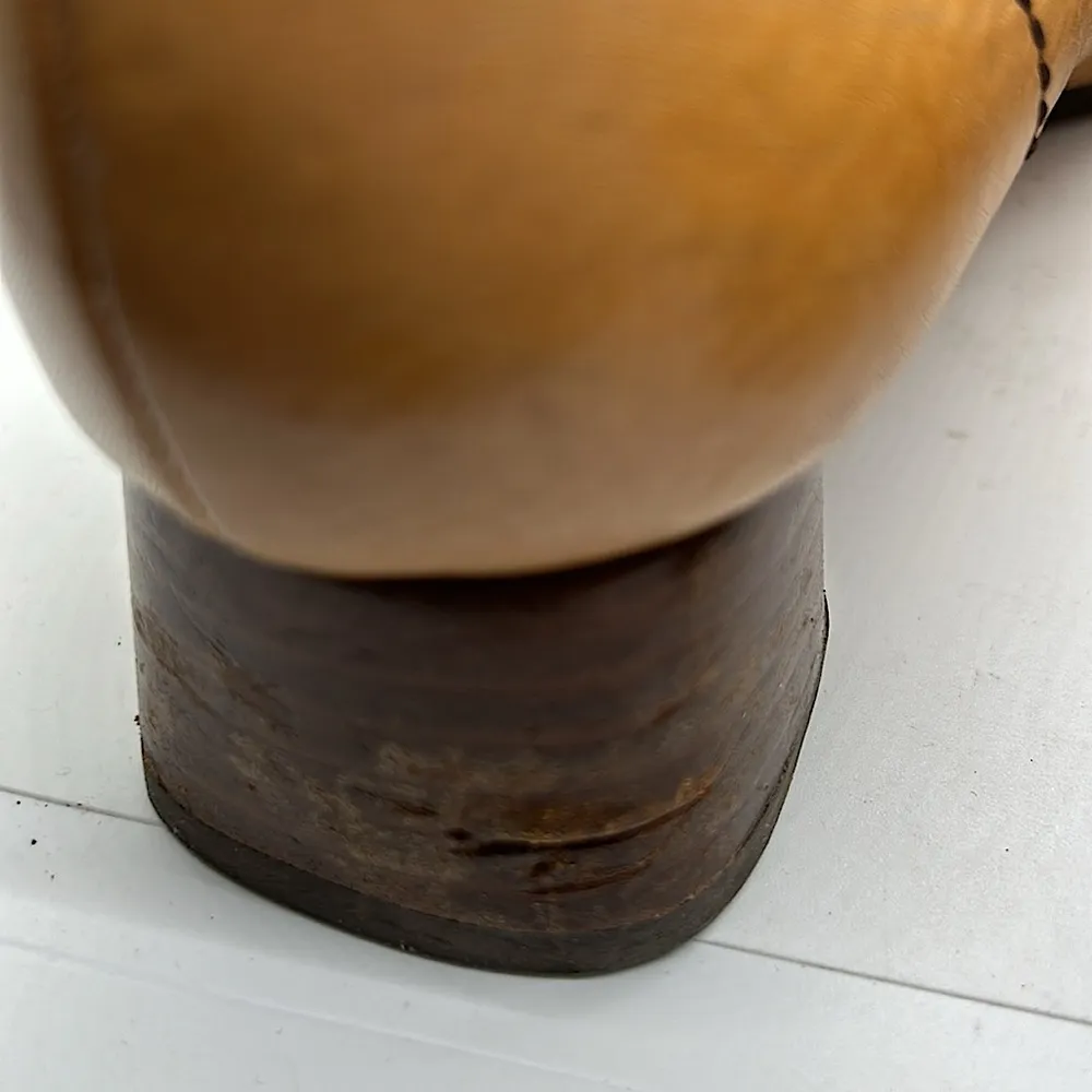 Prada Authenticated Vintage Tan Block Heel Loafer Shoes **Sz 39/US Size 9**🌸🌸 - Image 10