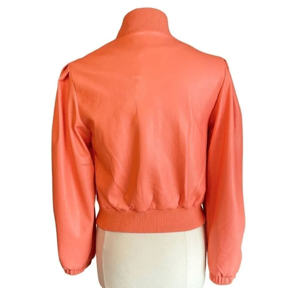 NWT House Of Harlow Vegan Leather Coral Bomber Jacket - Image 4