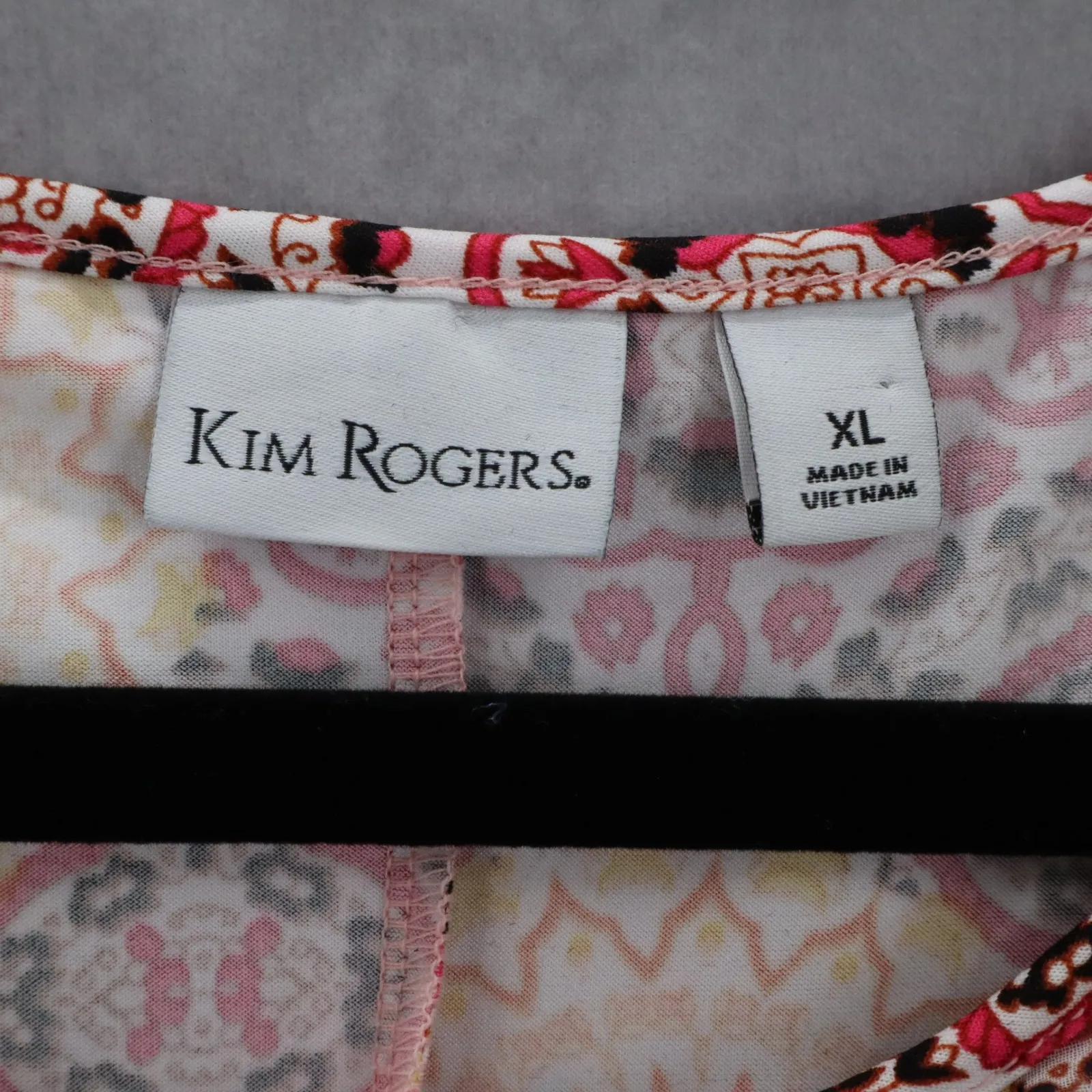 Kim Rogers Yellow Floral Dolam Casual Daisy Shine Palm Spring Bead Top Blouse XL - Image 5