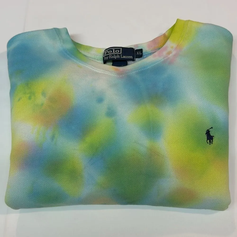 POLO Ralph Lauren Tie-Dye‎ Cropped Sweatshirt C46 - Image 5