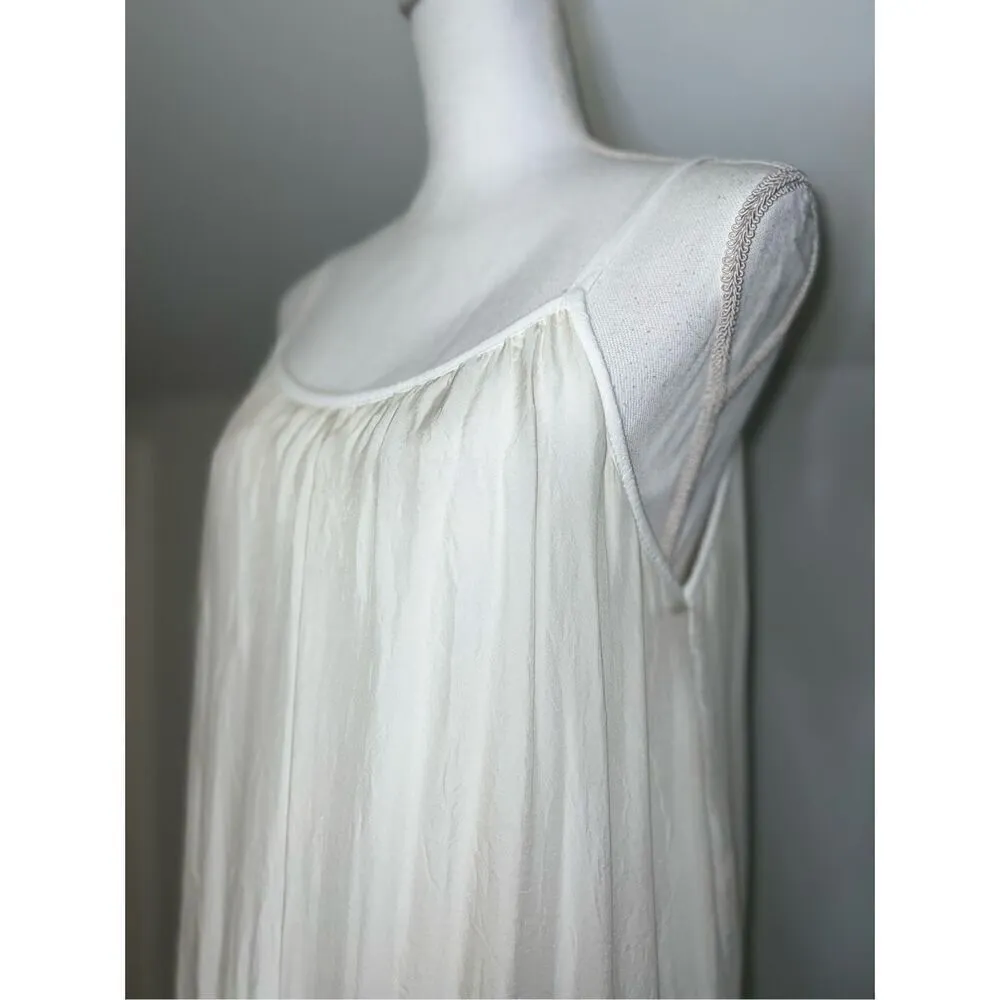 Women’s Ivory SILK blend Maxi Dress Boho Chic MEDIUM - Image 3