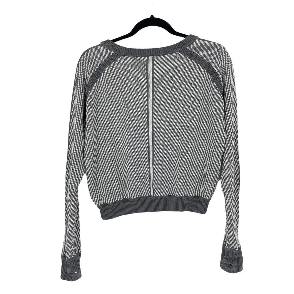 Lululemon Sweater Womens 10 Devi Crew Neck Pullover Heather Gray Striped - Image 2