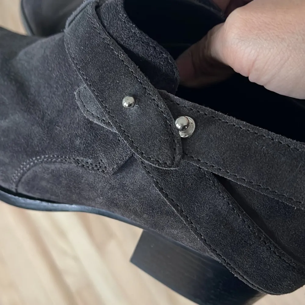 Rag & Bone Harley Belted Suede Booties Size 6 Color Charcoal Gray - Image 37