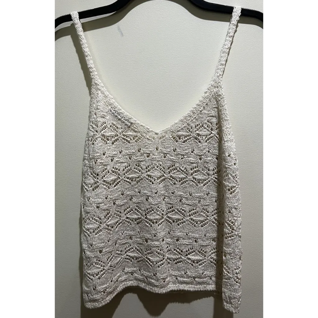 Spaghetti Strap Sweater Top ~ Size Medium ~ Beige - Image 3