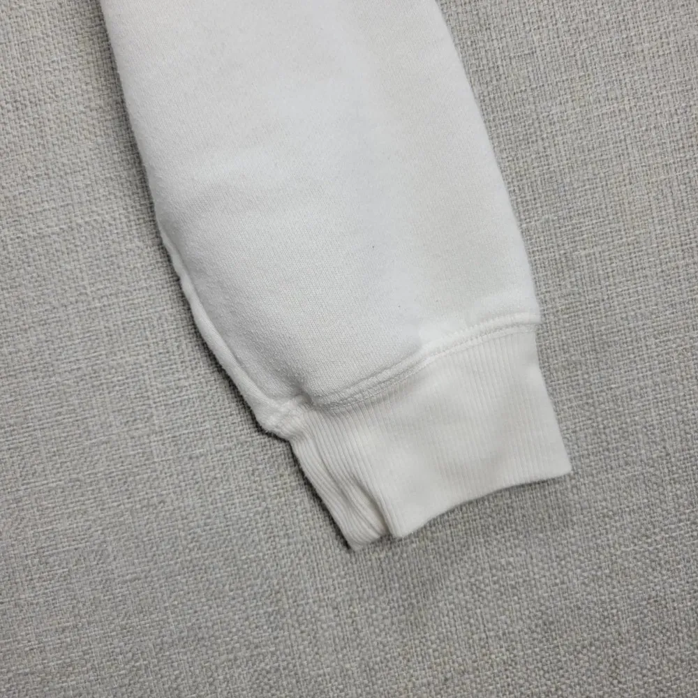 Billabong Windy Palms Womens Sweatshirt Size M White DIY Raw Cut Hem Crop Hoodie - Image 9