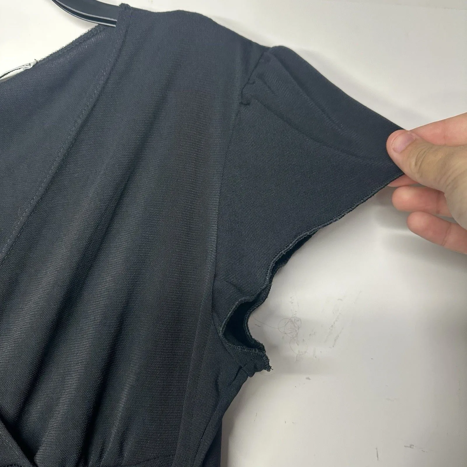 California Concepts Black Wrap Dress Women’s Size Medium Short Sleeve Tie - Image 7