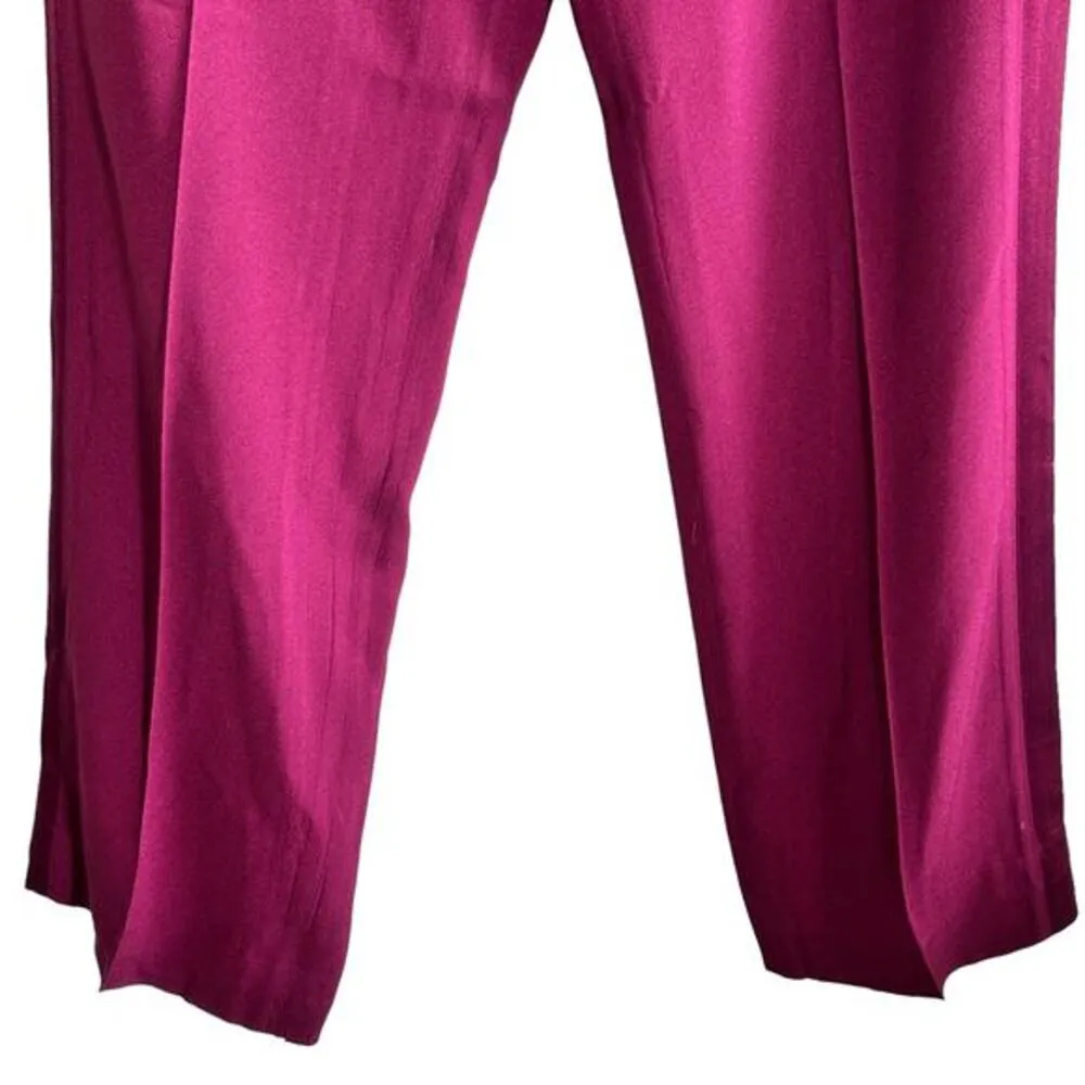 Tory‎ Burch wide leg women's burgundy tuxedo stripe pants size 10 - Image 5