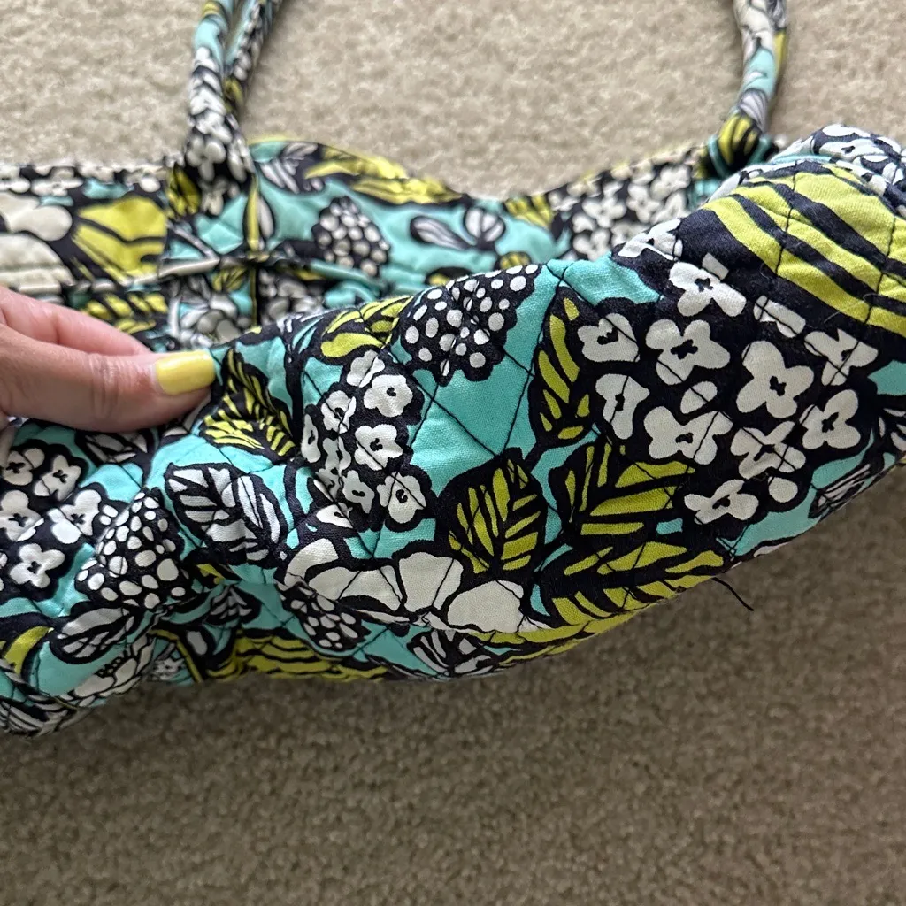 Vera Bradley Blue and Yellow Floral Tote Back To School College Travel Work Bag - Image 4