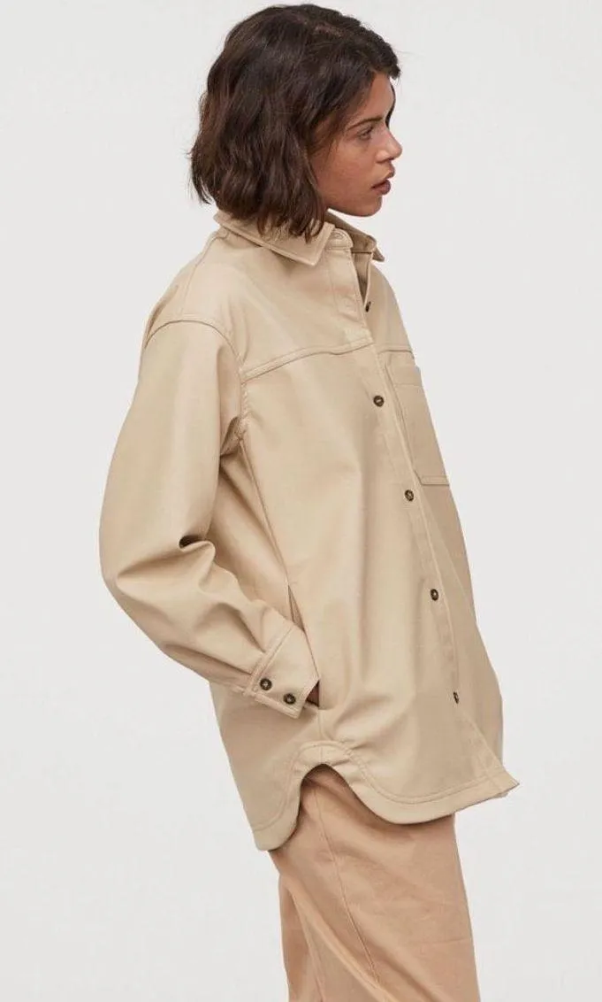 divided Faux Leather Shirt Jacket - Image 10