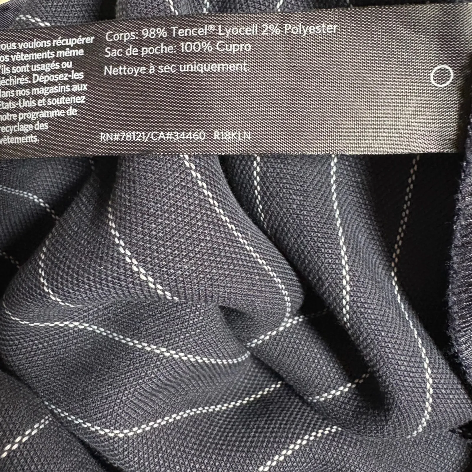 Eileen Fisher Pinstripe Wide Leg Cropped Pants Womens XXS‎ Tencel Navy White - Image 9