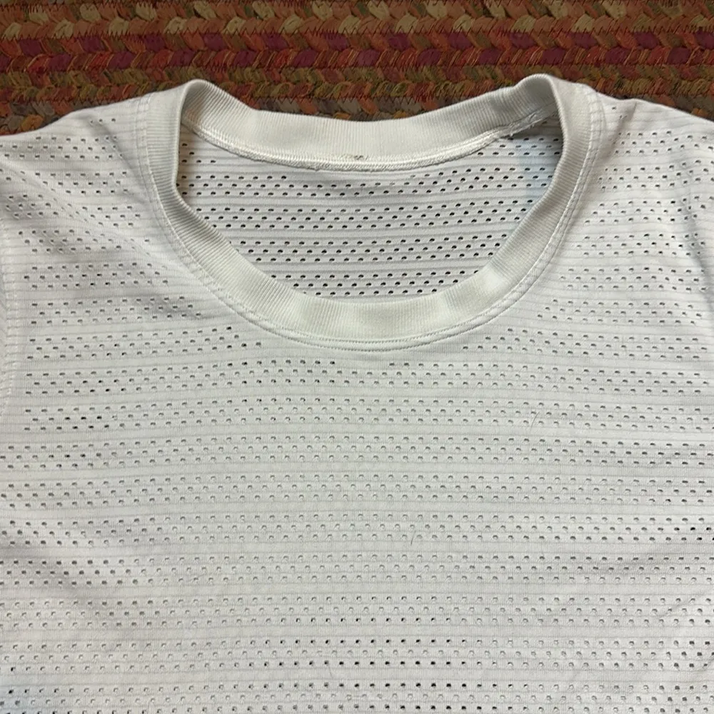 WHITE LULULEMON LASER CUT LONG SLEEVE ATHLETIC RUN TOP - Image 2