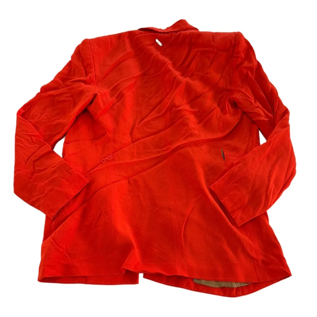 Hugo Boss Blazer Womens 4 Solid Orange Jawana Wrap‎ Jacket V Neck Crepe - Image 3