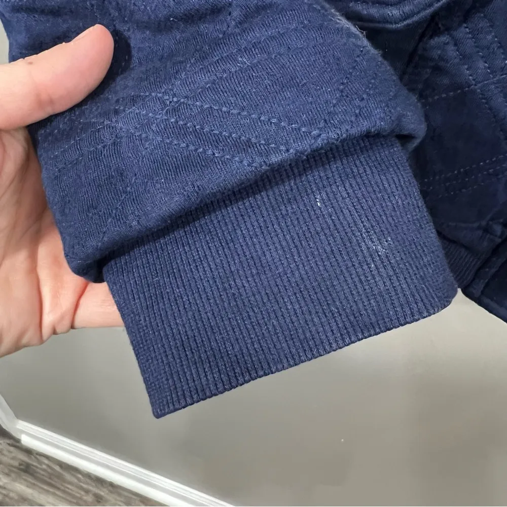 Allihop | Quilted Navy Blue Full Zip Up Hooded Jacket - Image 8