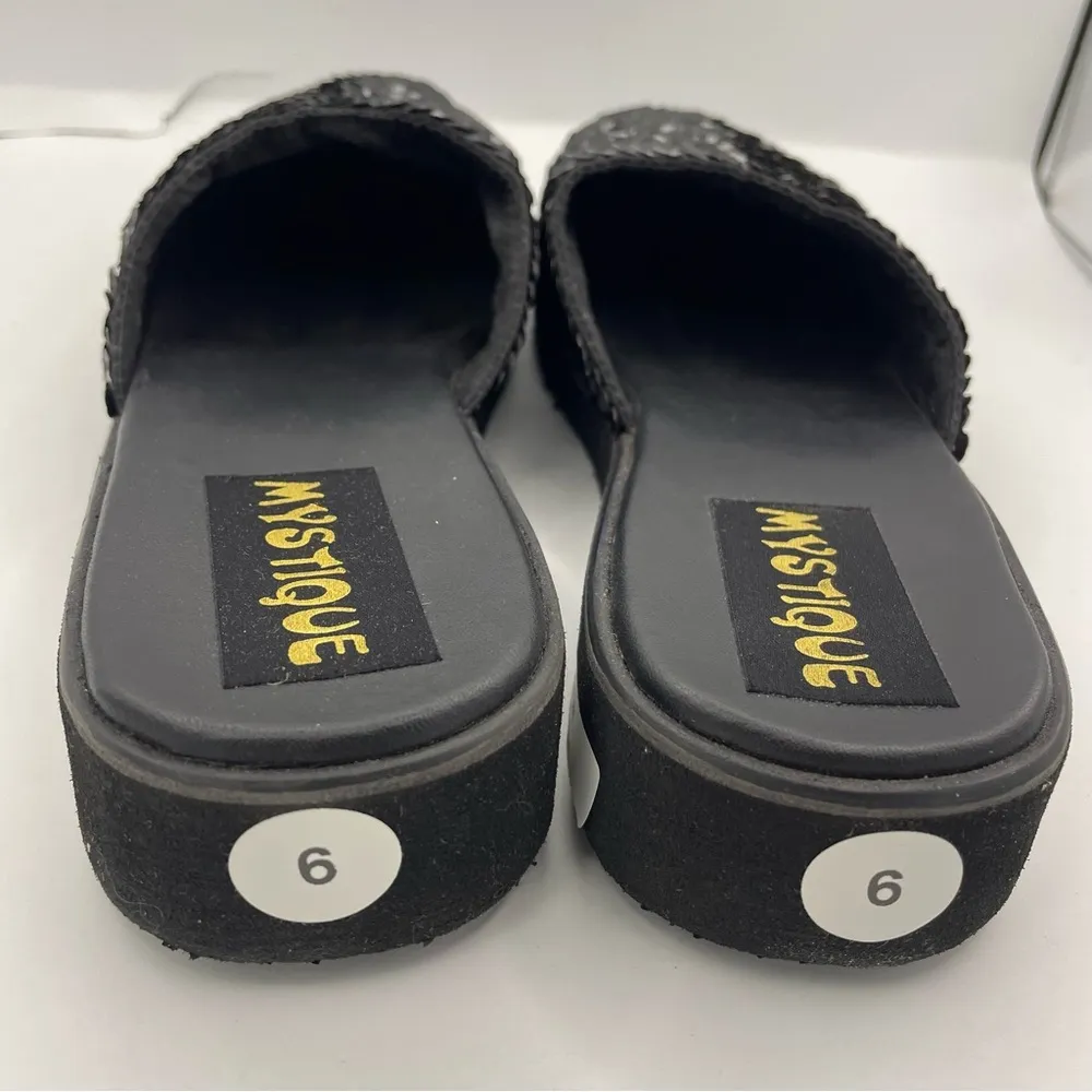 Mystique sequins slip-on black sandals Size 6 - Image 6