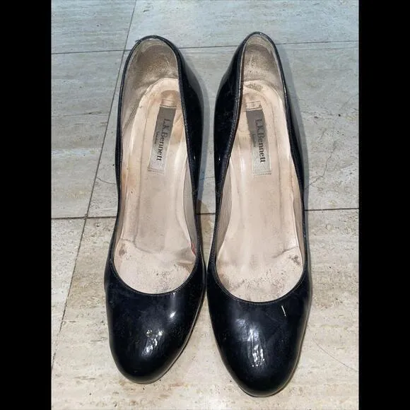 LK‎ Bennett Shilo Black Patent Round Toe Pump Heels Women's Size 39 - Image 2