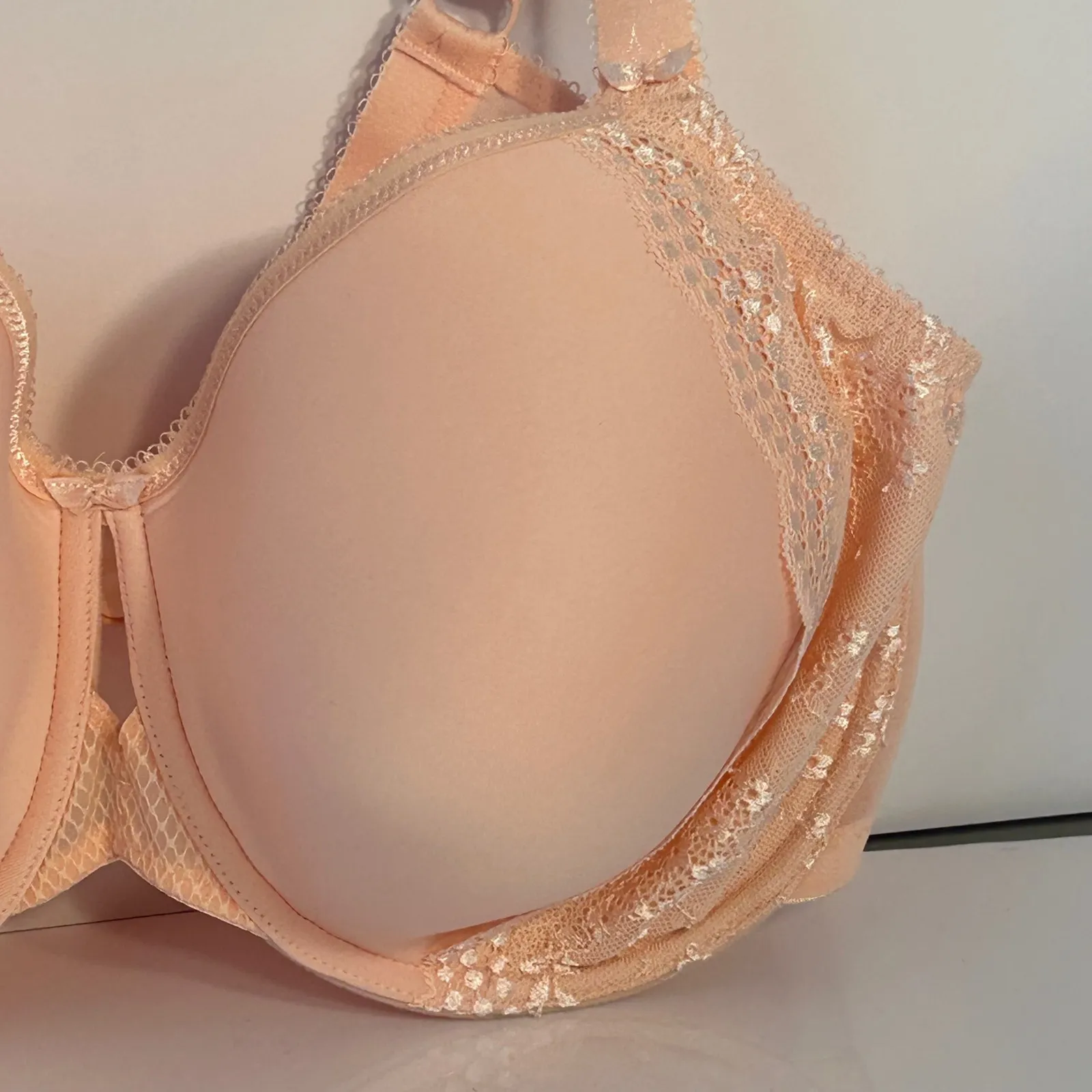 Elomi EL4383BAK Full Cup Bra Pink Peach Lace Straps Back Band Hook Clasp US 40I Size undefined - Image 7