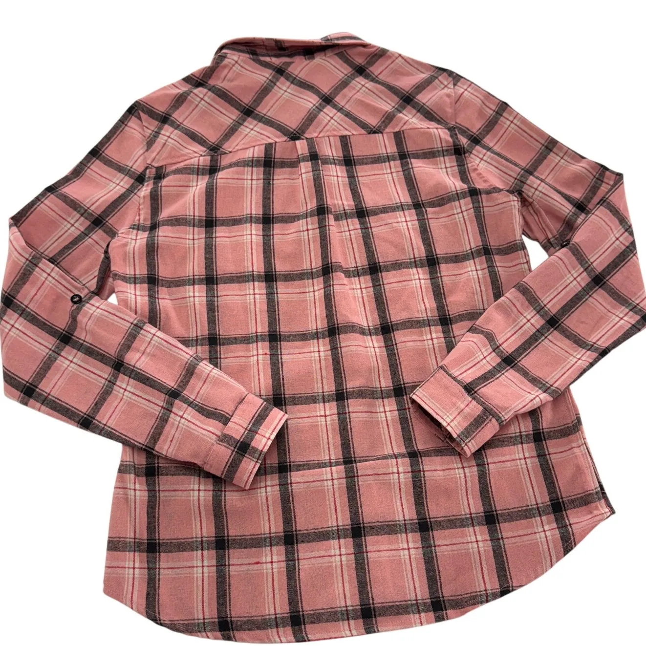Love Tree‎ Top Womens Small Pink Plaid Flannel Button Down Western - Image 2