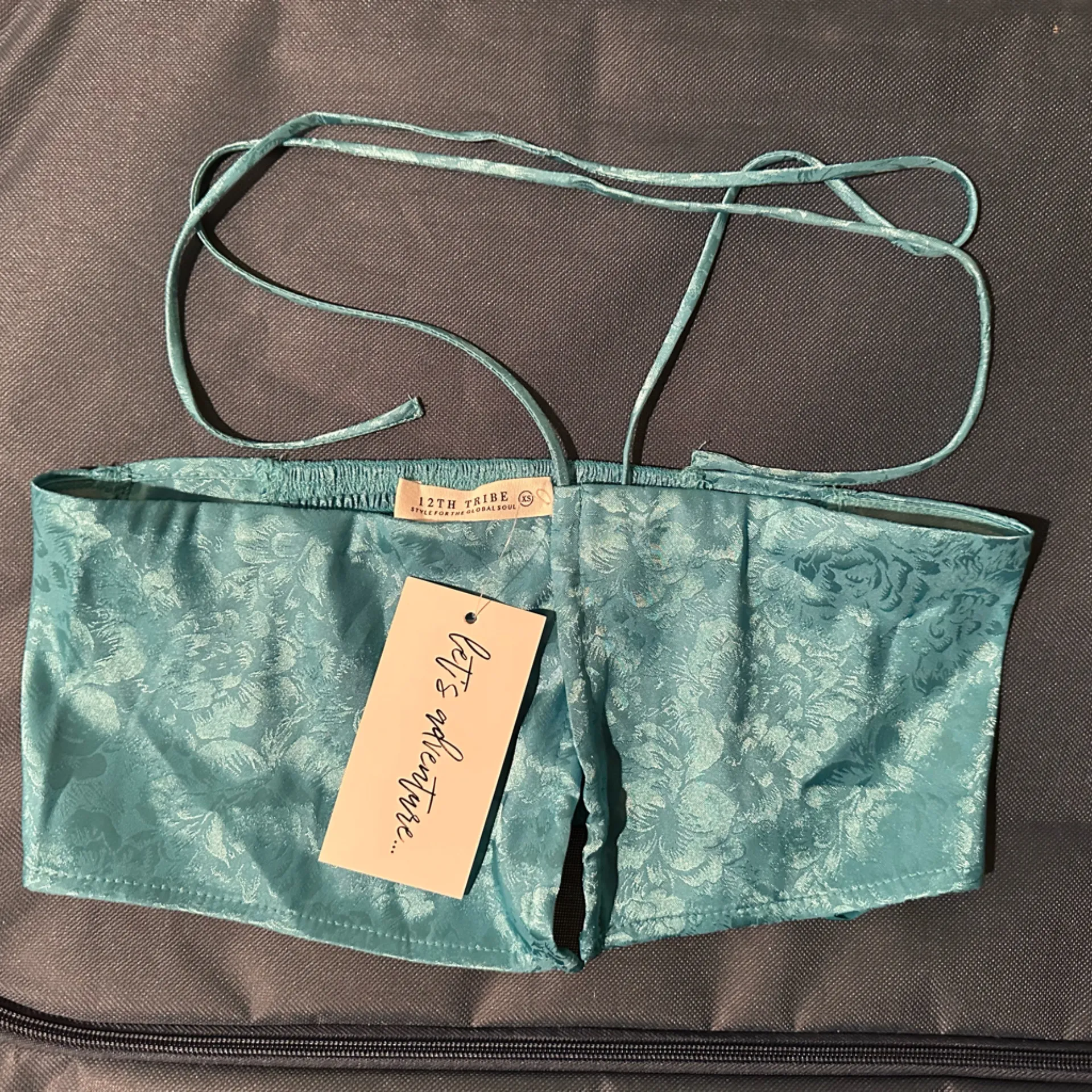 12th Tribe St. Barths Aqua Jacquard Crop Top NWT - Image 4