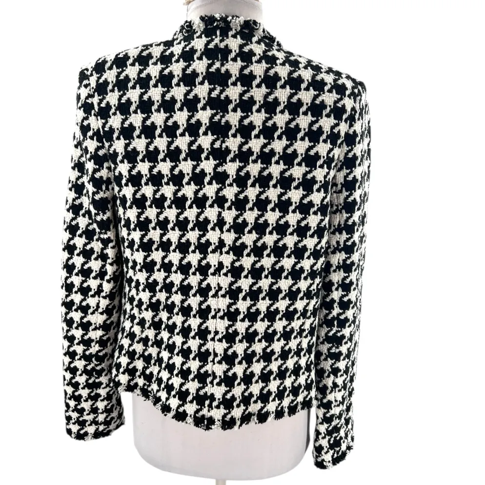 L'Agence Adette houndstooth tweed jacket black white sz 6 - Image 5