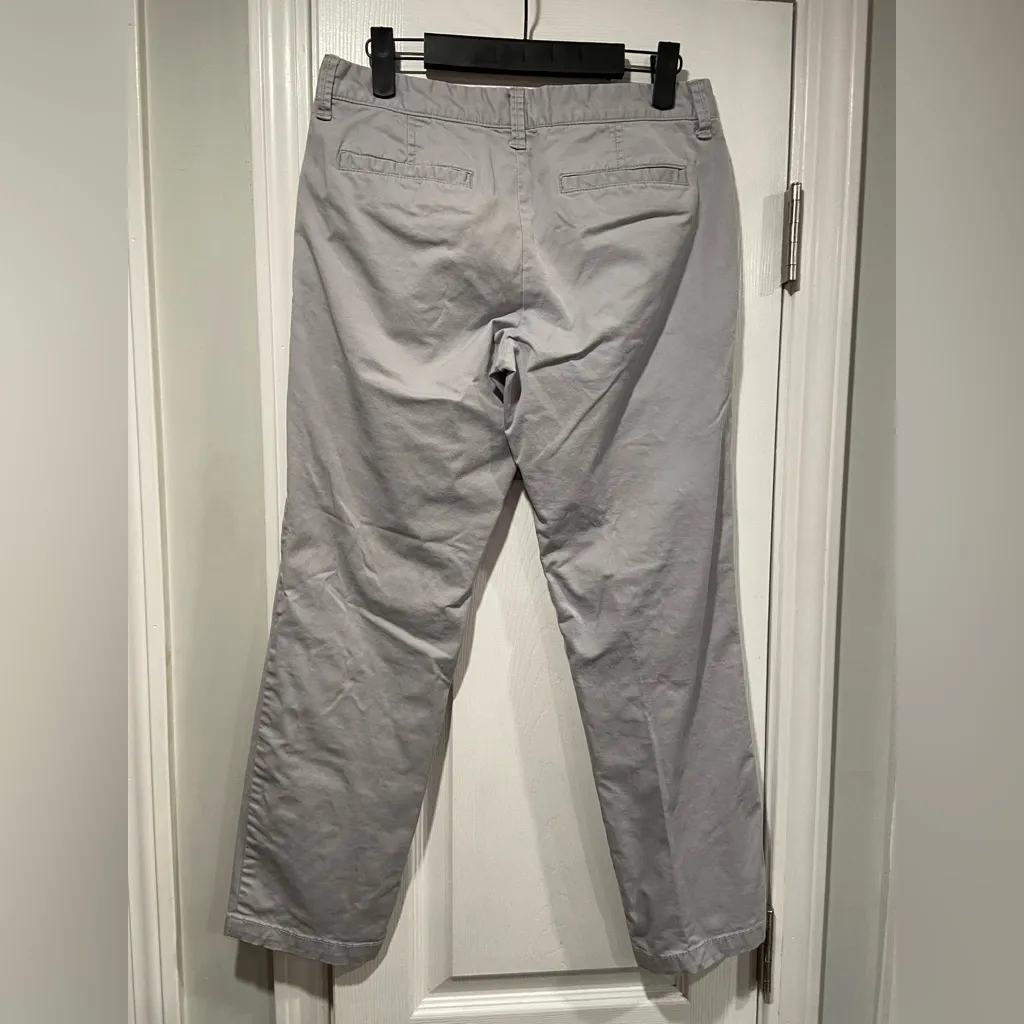 Gap Size 2 Gray Cotton Skinny Boyfriend Fit Zip Up Khaki Chino Pants - Image 3