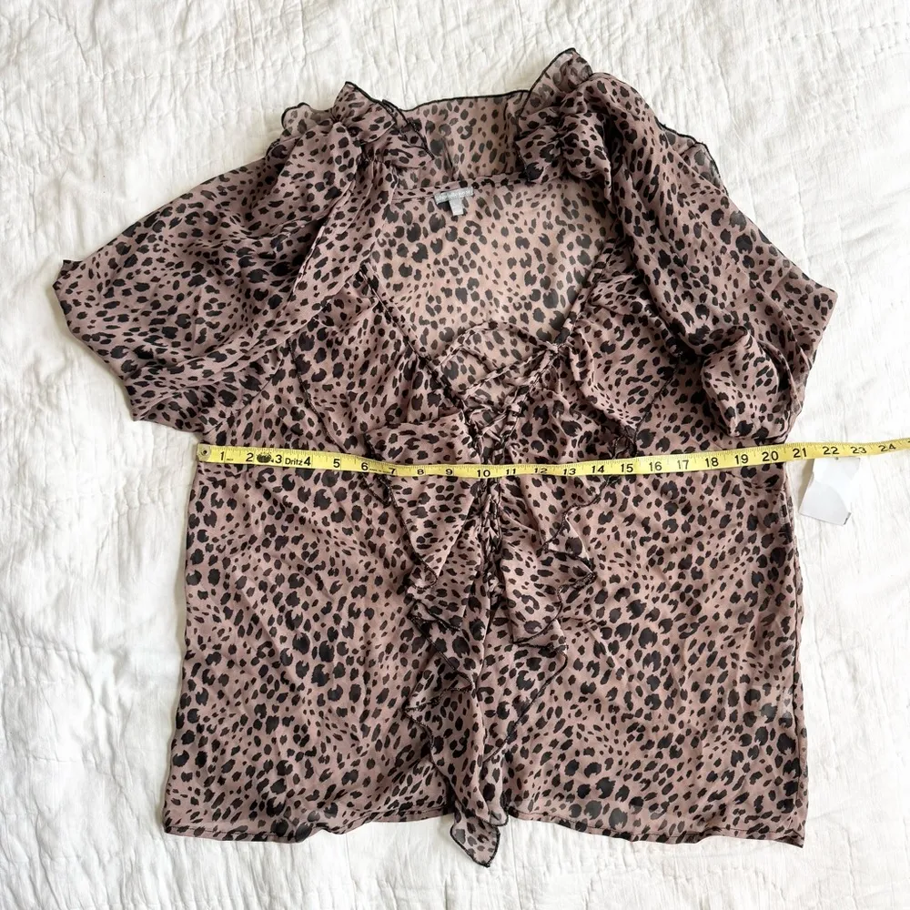Charlotte Russe Leopard Ruffle Sheer Romantic Career Work Blouse Deadstock L - Image 10