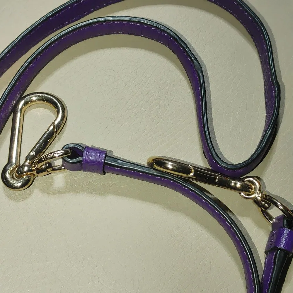 Coach Purple Leather Crossbody Strap Gold Tone Hardware Adjustable Length - Image 4