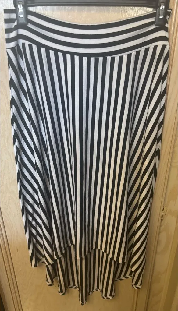 Bobeau Midi Skirt Womens Striped High Low Skirt Pull On Black White Sz 1X? READ - Image 1