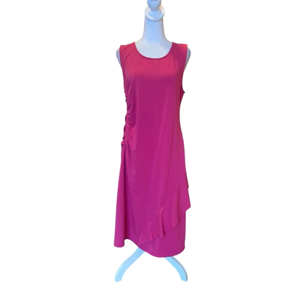 Soft Surroundings Bijou Ruched Tank Dress Women Size Large Pink Midi Sleeveless - Image 2