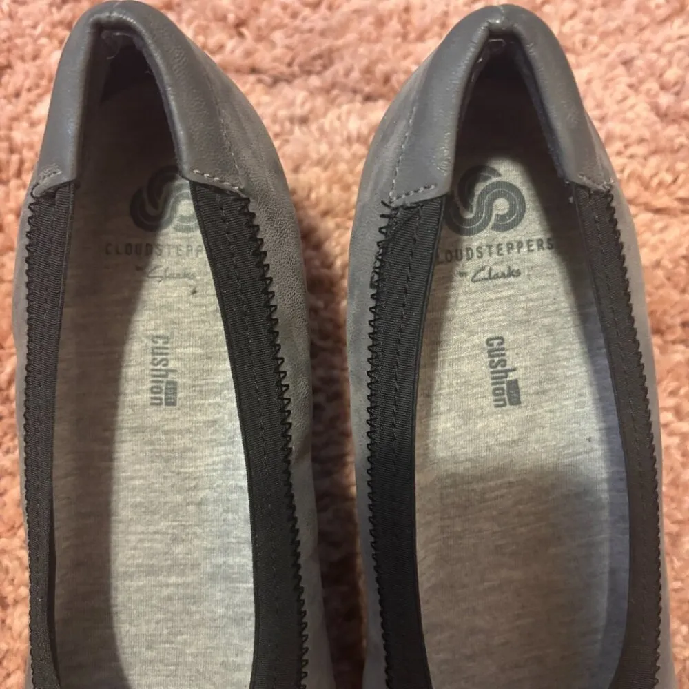 Clarks Cloudsteppers Shoes Women's 9M Dash Gray Slip On Caddell Dash Wedge Pump Size 9 - Image 4